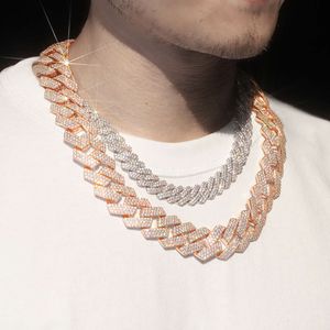 RTS 20 mm 3 fileiras de colares de jóias de hip hop VVs Moissanite Chain Chain 925 Placa de ouro de prata esterlina Colares de jóias finas