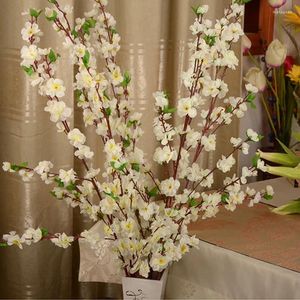 Decorative Flowers Artificial Cherry Spring Plum Peach Blossom Branch Silk Flower Tree For Wedding Party Decoration White Red Yellow Pink