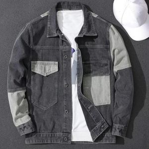 Giacche da uomo Urban chic patchwork esterno abbronzatura giacca abbinata con bottoni a petto singolo in stile hip hop in forma libera