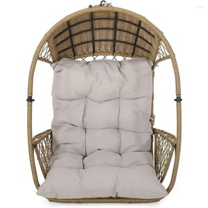 Camp Furniture Outdoor Garden Chairs And Terrace Beige Hanging Lounger Becky Wicker Chair With Cushion (Stand Not Included) Light Brown