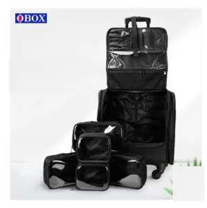 Carry-ons Women Rolling Cosmetic Organizer Case Train Case Multilayer Tattoo Makeup Storage Bag With Wheels Beauty Tool Kit Trolley Påsar