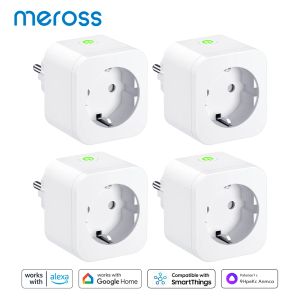 Plugs meross 16a eu smart plug smart smart soquete smarking de monitoramento de energia configuração do Bluetooth para Alexa Google Home SmartThings