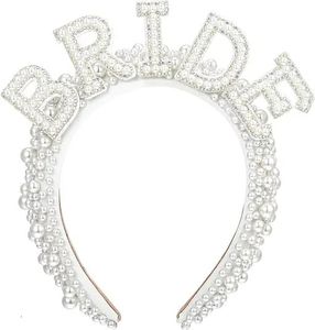 Bride to be Pearl crown Headband Bach Bachelorette hen Party Bridal Shower wedding engagement rehearsal dinner Decoration Gift 240419