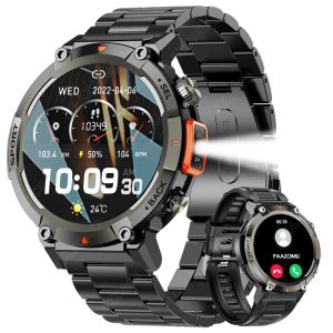 Kontrolle 2023New Outdoor Smart Watch Männer mit Taschenlampe Sport Fitness Armband Blutdruck IP67 wasserdichte Smartwatch für Android iOS