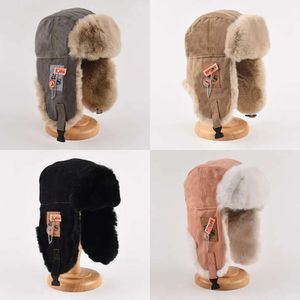 Hats Trapper Warm Bomber Hat Men Women Thick Russian Ushanka Fur Fashion Male Female Winter Black Grey Earflap Ski Cap 231213