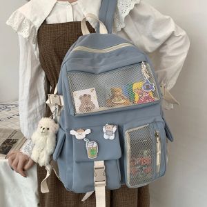 حقائب الظهر Joypessie Kawaii Nylon Women Women Rackpack Rucksack for Teen Girls School Bag Cute Student Bookbag Travel Mochila