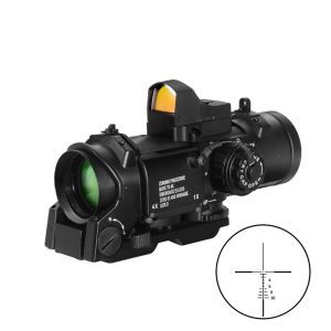 Scopi Optica tattica Riflescope 1x4x Scopo a doppio scopo fisso con mini amplificata a punta rossa SCOPE