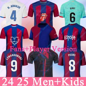 2024 2025 Pedri Gavi Jersey Soccer Lewandowski FC Ferran Camiseta de Futebol Camisa Auba Joao Cancello F. de Jong 23 24 25 Ansu Fati Felix Men Kids Homens crianças