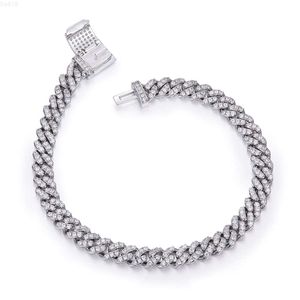 SMN51 Hot Selling S925 Sterling Silver Jewellery 6mm Pass Diamond Tester Iced Out Hip Hop VVS1 Moissanite Cuban Chain Necklace