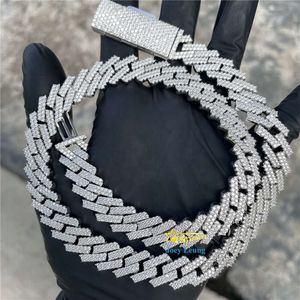 Pass Diamond Tester 925 Silver Necklace Vvs Moissanite Diamond 13mm Width Iced Out Cuban Link Chain Hip Hop