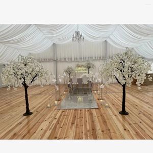 Decoração de festas 2pcs) Mesa de chumbo da estrada de casamento alto suporte de flores de flor de eventos de passarela para o pano de pedestal para pedestal para o pano de fundo para