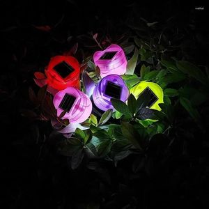 Garden Decorations 1Pc LED Solar Simulation Tulip Flower Shape Powered Waterproof Tube Lawn Lights Standing Decor For Yard Outdoor Party