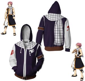 Asian Size Giappone Anime Fairy Tail Natsu cosplay costume 3d casual unisex unisex a maniche lunghe con cerniera con cerniera con cerniera