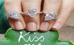 Prawdziwy 925 srebrne srebro stworzone moissanite kroplowe pierścienie dla kobiet wieczne zaręczyny w kształcie gruszki Diamentowy palec serdeczny 4833056