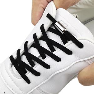 Schuhteile 1 Paar elastische schnelle faul keine Krawattenschnitte rotierende Metallknöpfe Halbkreisschnüre für Kinder und Erwachsene Sneakers Shoelace