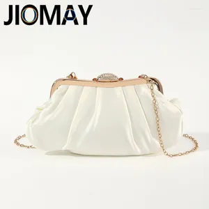 Bolsas de noite Jiomay bolsas de luxo silenciosas para mulheres bolsas de festa casuais bolsas de grife de moda branca