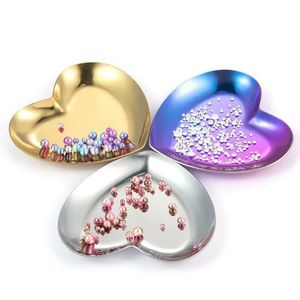 1Pc Nail Palette Heart Shape Metal Nail Art Display Tray Board Holder Gel Polish Manicure Storage Plate Tool