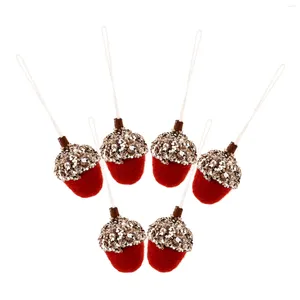 Decorative Figurines 6pcs Wool Felt Making Pendants DIY Acorn Ornaments Xmas Hanging Ornament Pendant