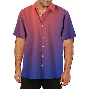 Camisas casuais masculinas gradiente imprimir homens de manga curta Button Down Beach Summer Streetwear solto Handsome