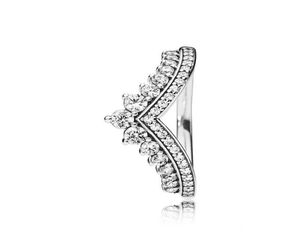 Princess Rings Wish Original Box för 925 Sterling Silver Wishbone Set CZ Diamond Women Wedding Gift Ring3696722