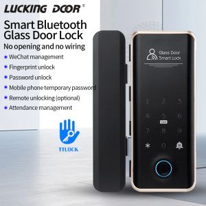 Control TTLock APP Bluetooth Remote Control Smart Keyless Fingerprint Password Door Lock For Frameless or Frame Glass Wooden Door