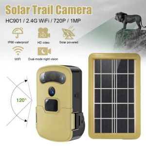 Cameras Hunting Trail Camera Solor Panel Night Vision Motion Activated 0.5s Trigger Time App Control Wildlife Surveillance Photo Trap