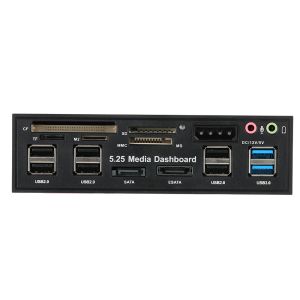 Leitores Multifuncional USB 3.0 Hub ESATA SATA Porta interna Reader Reader PC Dashboard Media Painel frontal Áudio para SD MS CF TF M2 MMC