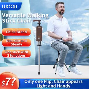 Wojan seat stickPortable Trekking Hiking Pole Folding Walking Stick with Seat Cane Chair Foldable Al alloy chair c 240412