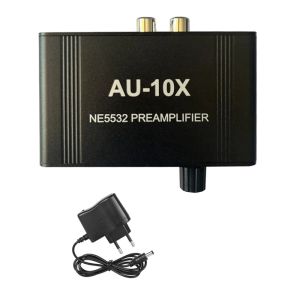 Amplifier AU10X NE5532 Stereo Audio Preamplifier Amp Headphone Amplifier Board Gain 20Db RCA 3.5MM Volume Control EU Plug