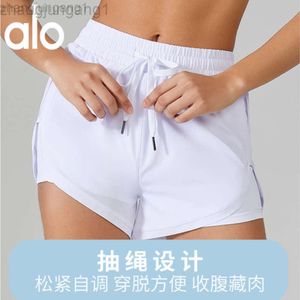 DESGINER ALOOO Yoga Aloe Shorts Woman Pant Top Women Shorts Womens Servo a secco traspirante a due pezzi Fitness Anti Shining Maratona Pantaloni da corsa