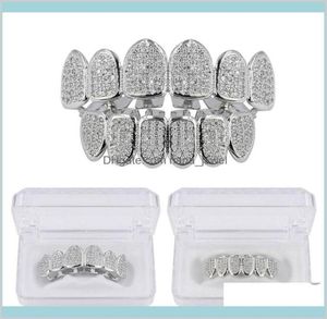 Grillz Dental Body Hip Hop biżuteria męska Diamentowe zęby Osobowość urok złota lodowane grille Rapper Men Akcesoria mody Drop 4720214