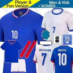 24 25 fãs jogadores de futebol francês Jersey Benzema Giroud Mbappe Griezmann Saliba Pavard Kante Maillot de Foot Equipe Away Kids Kit Jersey Futebol Cirche Home S-xxl