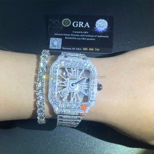 Hip Hop Bust Down Down 41mm MENS MECÂNICOS RELÓGIOS MECHONCOMB Conjunto VVS Moissanite Watch Hip Hop Iced Out Luxury Watch