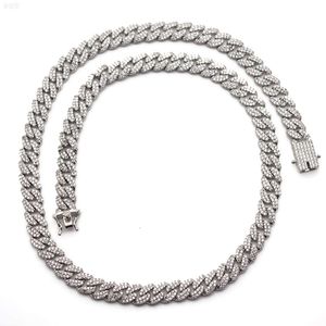 Factory Mossanite Cuban Chain Necklace Miami 2 Rows 925 Sterling Silver 6mm Moissanite Cuban Link Chain