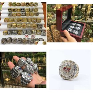 Rings Cluster 55pcs 1966 to American Football Team Champions Championship Ring Set with Wooden Display Box Trophy Souvenir Men Fan G Dhbup hip