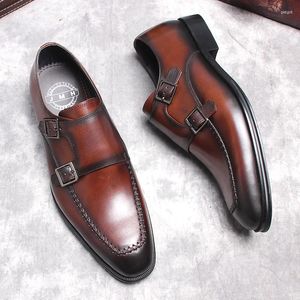 Elbise ayakkabıları erkekler gerçek deri loafer çift keşiş shake siyah bordo zarif püskül oxford basit düğün ayakkabı