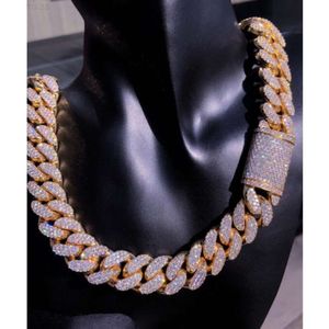 Fine Jewelry Hip Hop Solid Miami Cuban Necklace 925 Silver Vvs Moissanie Diamond Cuban Link Chain Iced Out