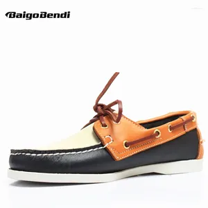 Casual Shoes Big Size 37-45 Men's Genuine Leather Mixed Colors Lace Up Loafers Leisure Man Driving Car Classical