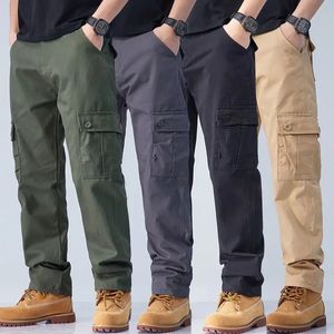 Cotton Cargo Pants Men Overalls Army Military Style Tactical Workout Straight Trousers Outwear Casual Multi Pocket Baggy Pants 240408