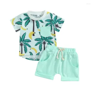 衣料品セット幼児の男の子の夏の服のビーチスタイル衣装半袖Tシャツトップとストレッチジョガーショーツセット
