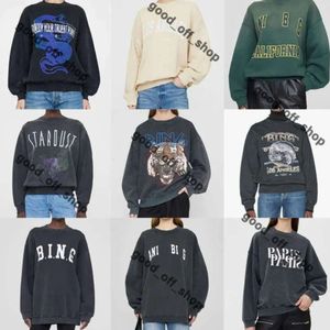 2024 Anines Yeni Bing Niche Tasarımcı Sweatshirt Külot Sıradan Moda Mektubu Vintage Baskı Yuvarlak Boyun Pamuk Trendi Gevşek Çok Yönlü Annie Hoodies Tops