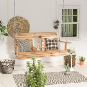 Camp Furniture Outdoor Swing Bank mit verstellbarer Kette Faltbarer Tassenhalter Holzhängestuhl im Garten im Hinterhof Deck
