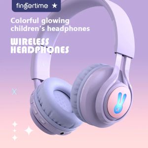 Earphones New Product Bt06c+ Headmounted Wireless Bluetooth Children's Headset with Mic Cute Fashion Luminous Rgb Music Girl Headset