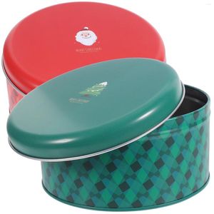 Förvaringsflaskor 2 st Candy Jar Christmas Biscuit Containers Cookie Tins With Lids Tinplate Holder Elder Sweet Sugar Case