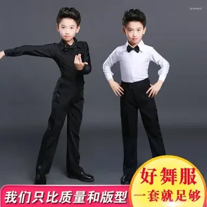 Clothing Sets Children's Boys Latin Dance Performance Dress Long-sleeved Competition Training Suit Boy's Top Grade Sta
