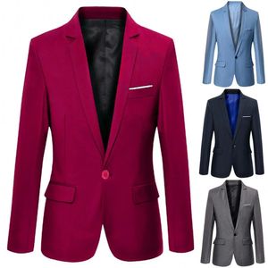 Mężczyźni Blazer Jackets Solidny kolor Lat rękawie Lapel Slim Fit Business Blazer Suit Płaszcz Marka marki Męs