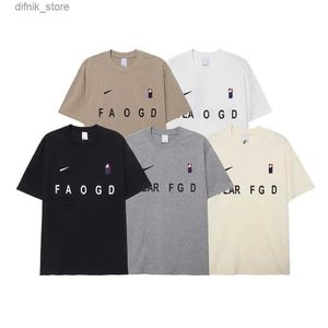 Men's T-Shirts Mens Ts Polos New summer FOG double-track Mens T-Shirts niche brand American loose couple pure cotton short slve T-shirt for men and women 764170203 Y240420