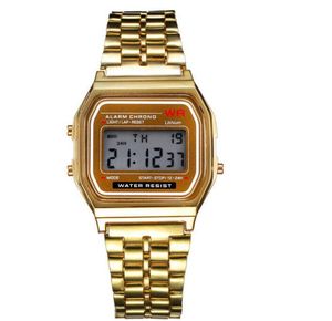 2018 Fashion Retro Vintage Gold Watches Men Digital Watch Electronic LED LED LIT WRISTWATCH RELOGIO MASHULINO