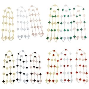 20 märke Flower Crystal Choker Fashion Woman Four-Leaf Clover Natural Red White Black Emerald Rostfritt stålhänge halsband