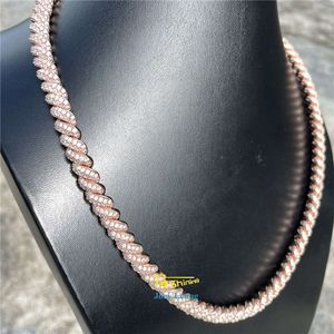 Bling Jewelry Pass Diamond Tester Silver Necklace Vvs Moissanite Diamond 8mm Iced Out Rope Chain Men Necklaces